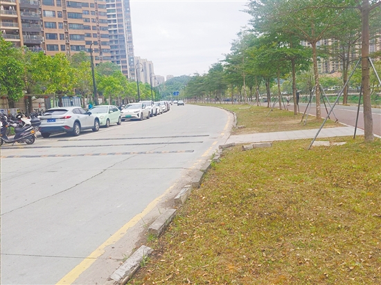 改造前的桂香路為雙向單車道，混凝土路面開裂明顯，路緣石破損嚴(yán)重。